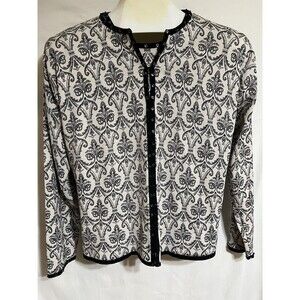 2 Pc. Set Black White Everyday Cardigan Top and Tank Top - Sequins Paisley K